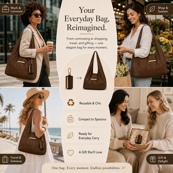 ✨ ToworkactTM Foldable Shopping Bag Keychain Eco-Friendly Reusable Tote Bag