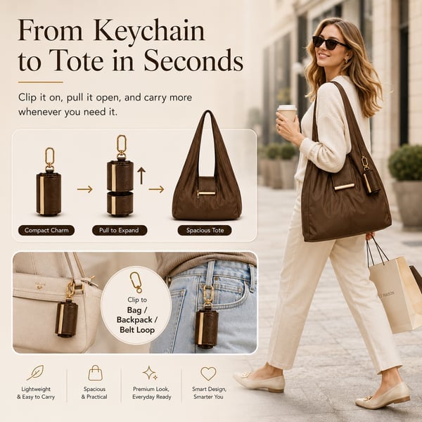 ✨ ToworkactTM Foldable Shopping Bag Keychain Eco-Friendly Reusable Tote Bag